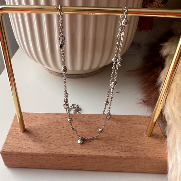 Minimalist dots and drops sterling silver necklace - Picture 3 of 9